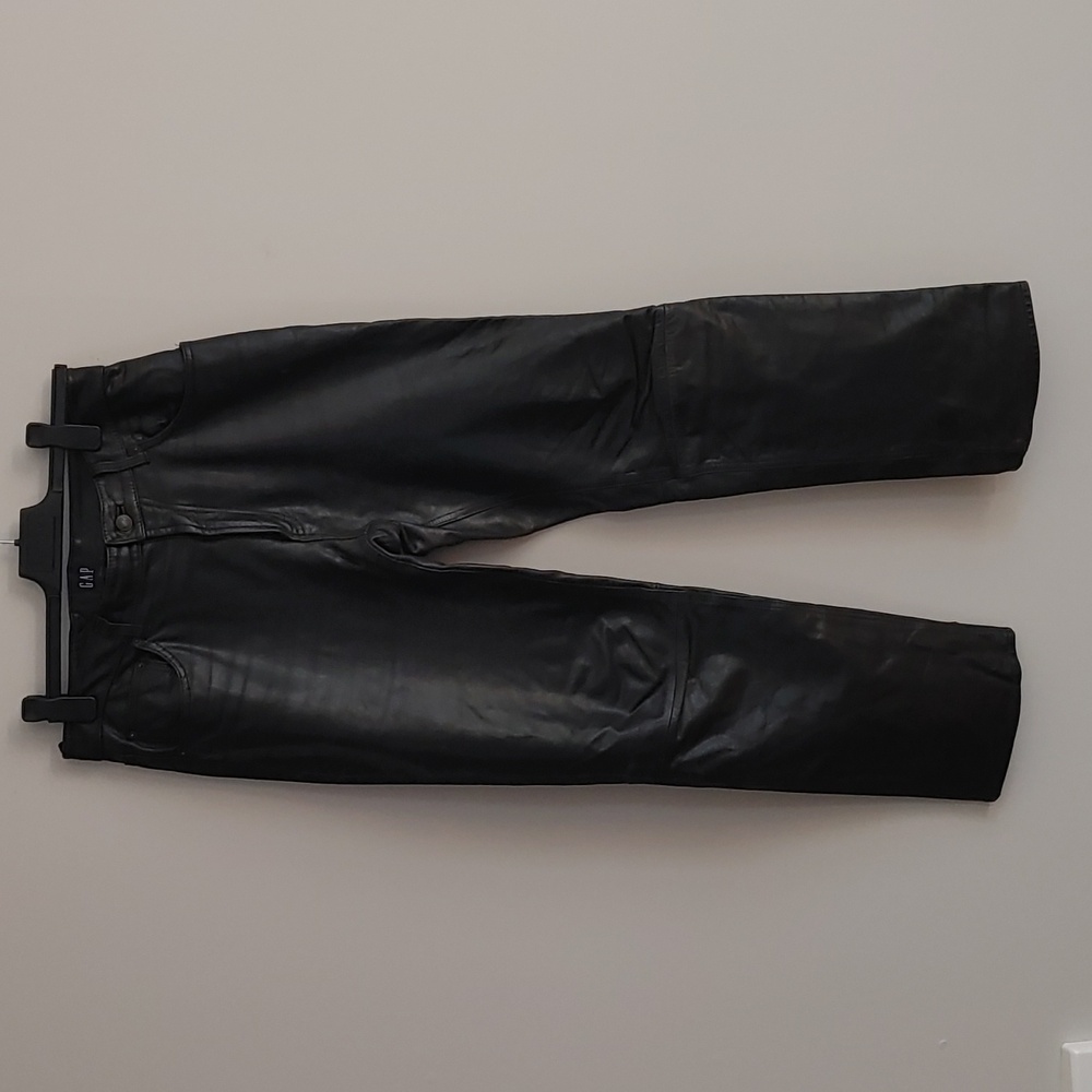 GAP Black Straight Leg Faux Leather Pants